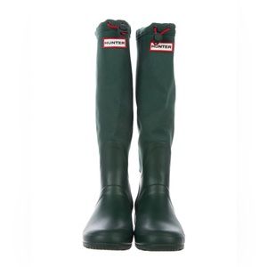 Hunter packable rain boots canvas upper hunter green wellingtons size 8 women’s